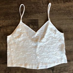 Express sequin crop top.